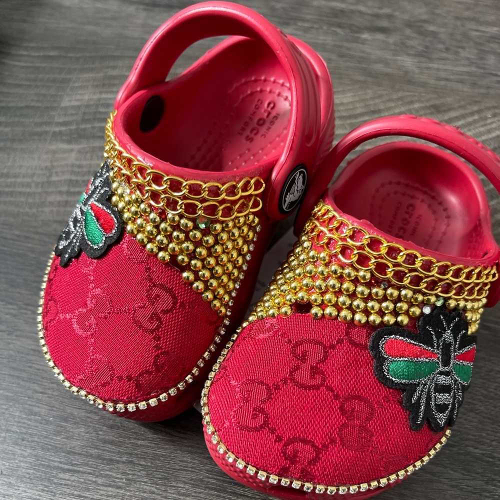 Custom red kids crocs